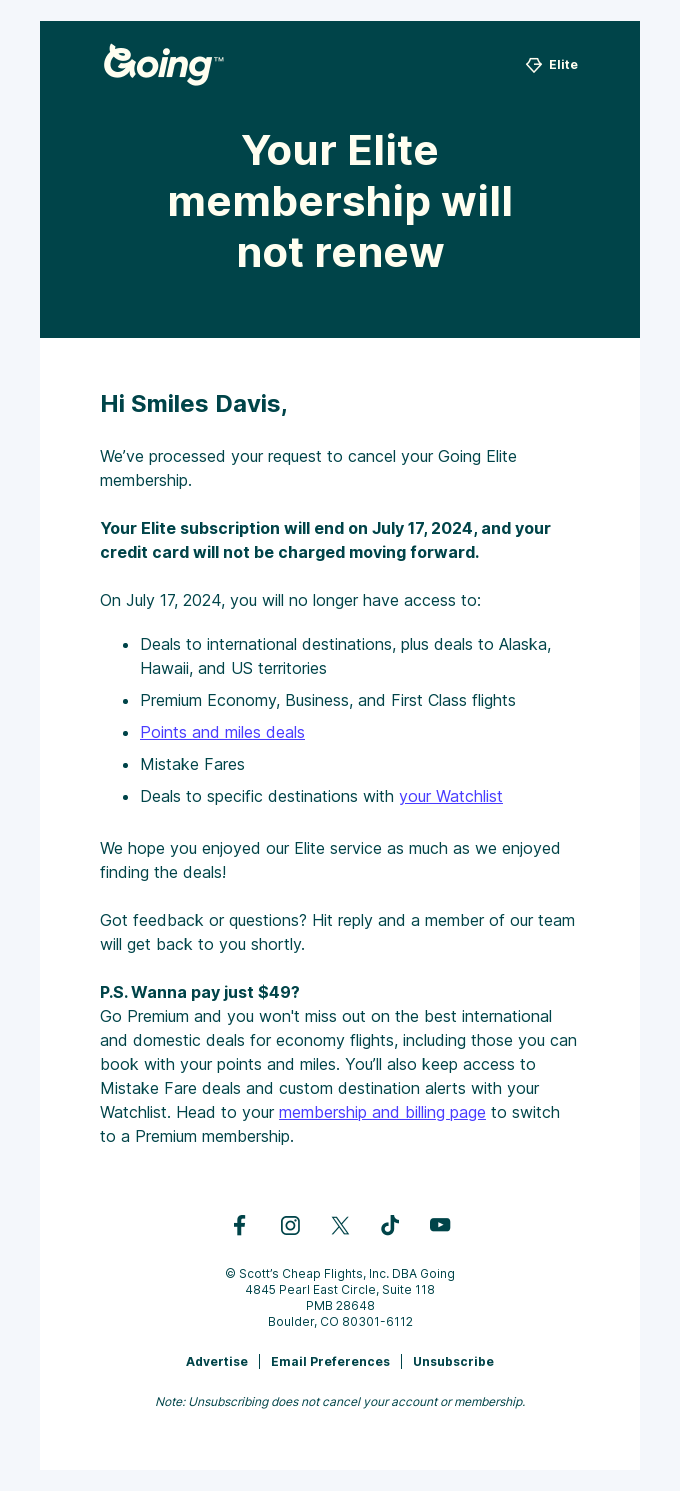 going elite drip email