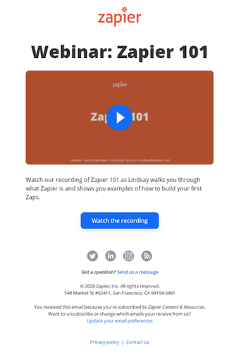 zapier video email