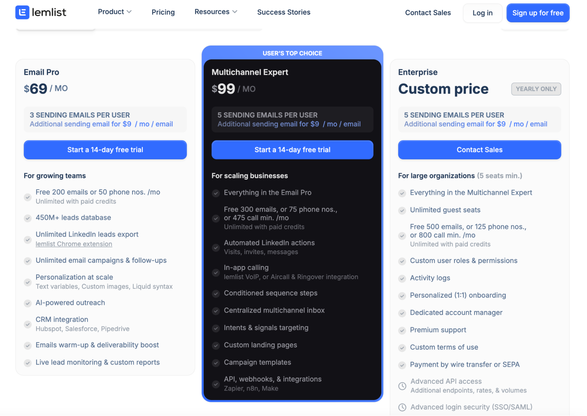 lemlist pricing plans