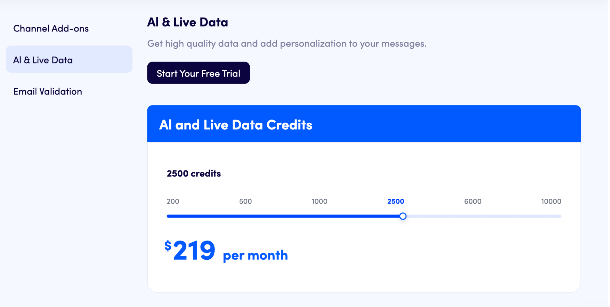 reply ai and live data pricing