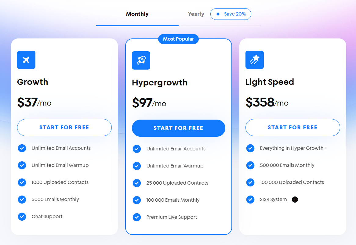 instantly outreach pricing plans