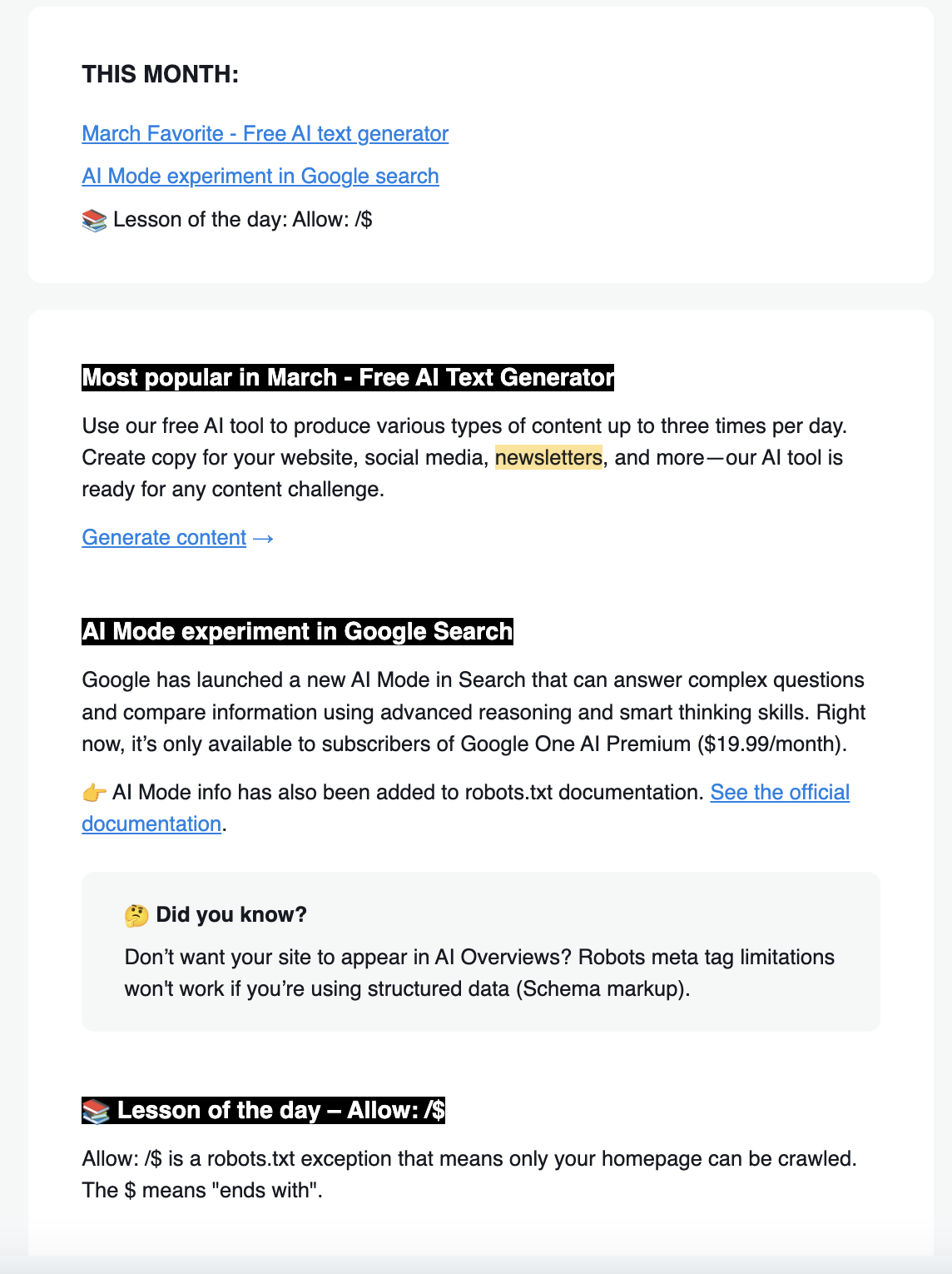 lead nurturing newsletter email