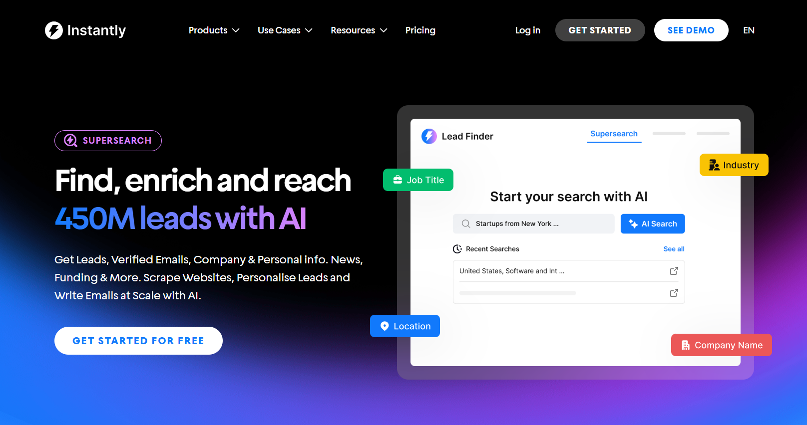 instantly lead generation and prospecting software