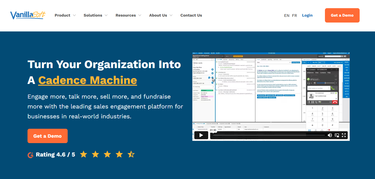 vanillasoft sales cadence tool