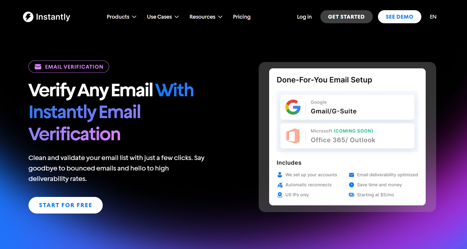 instantly email verification service