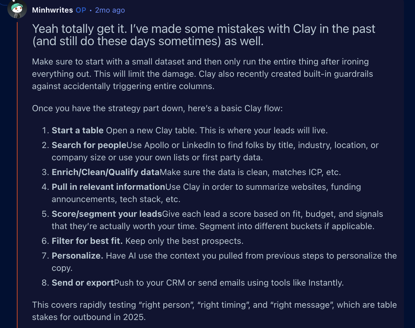 clay and instantly enrichment process