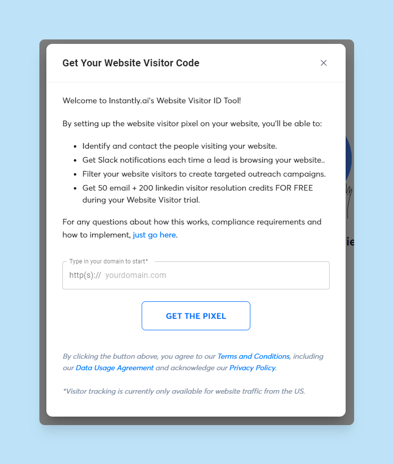 instantly website visitor id activation