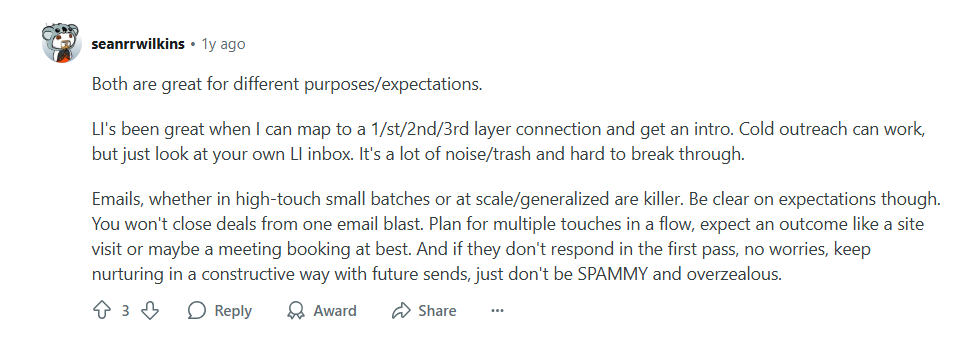 reddit inmail vs email debate