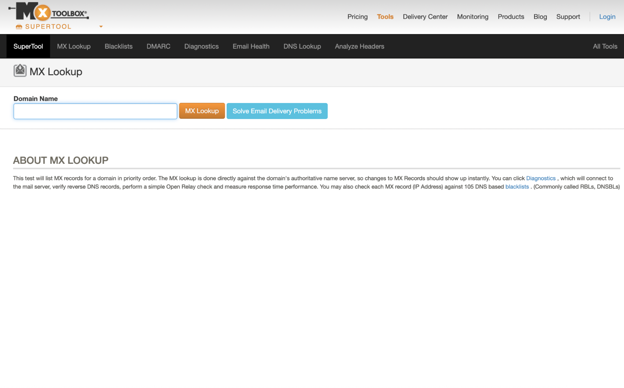 mxtoolbox email delivery tool