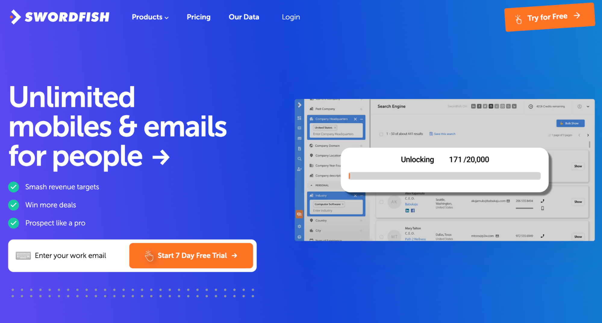 swordfish b2b database