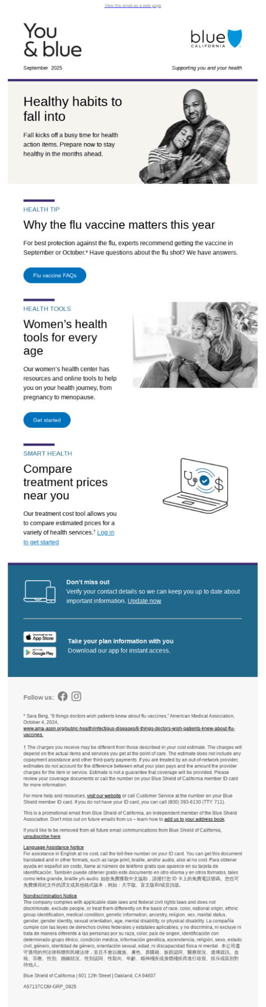 blue email marketing newsletter