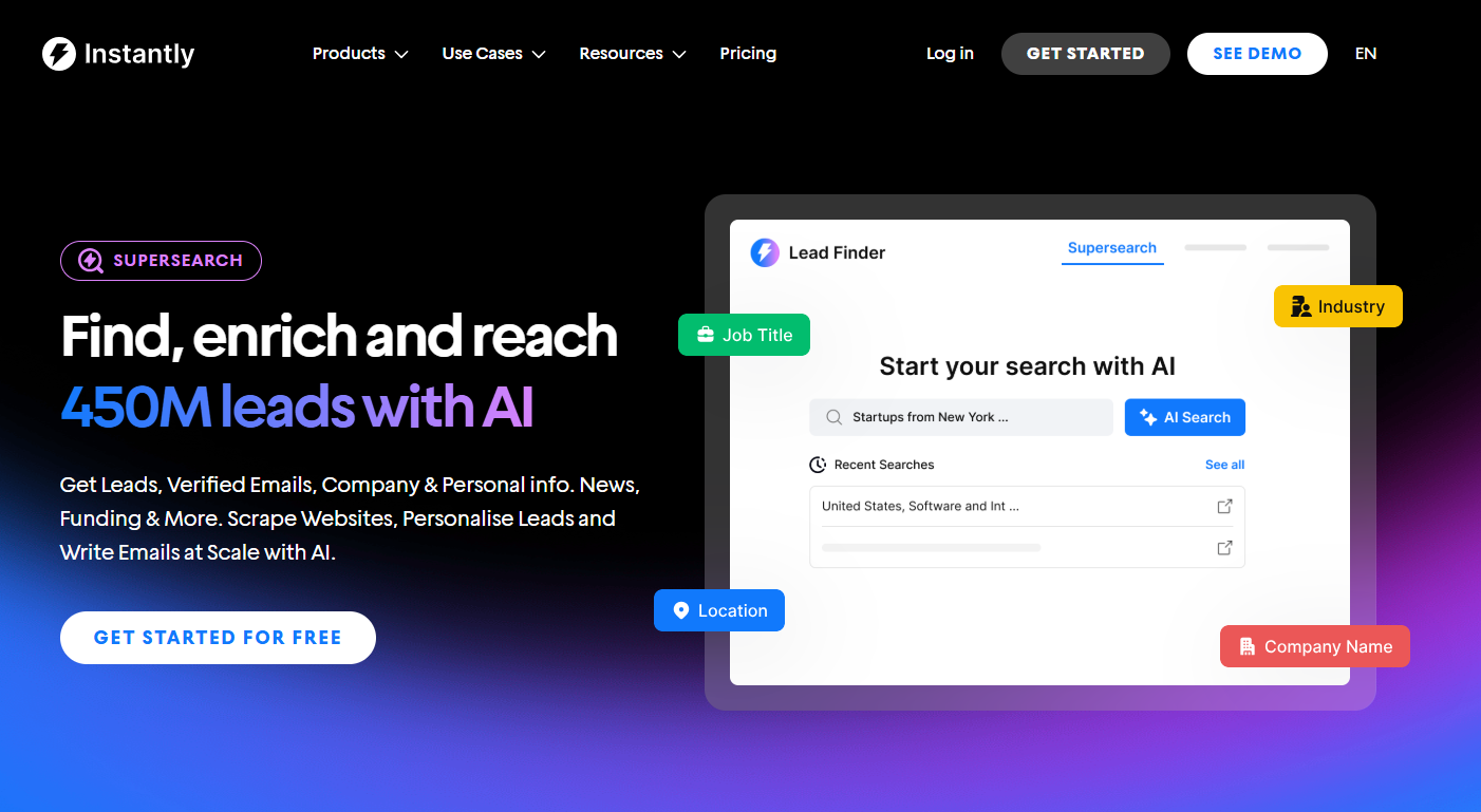 instantly supersearch ai lead database