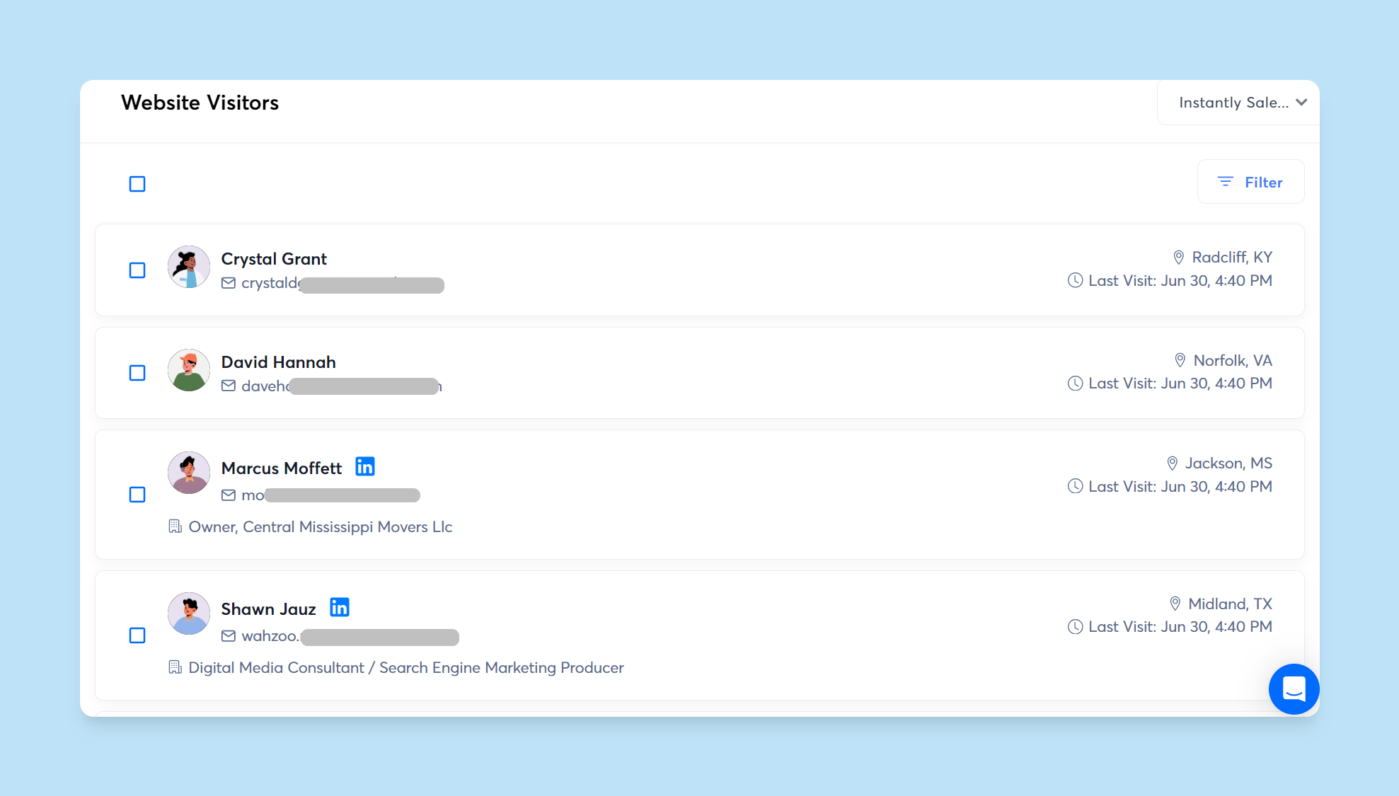 instantly website visitors