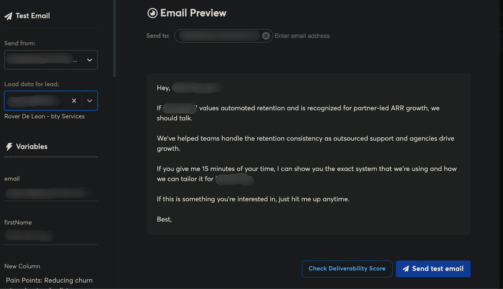 instantly outbound sales email example