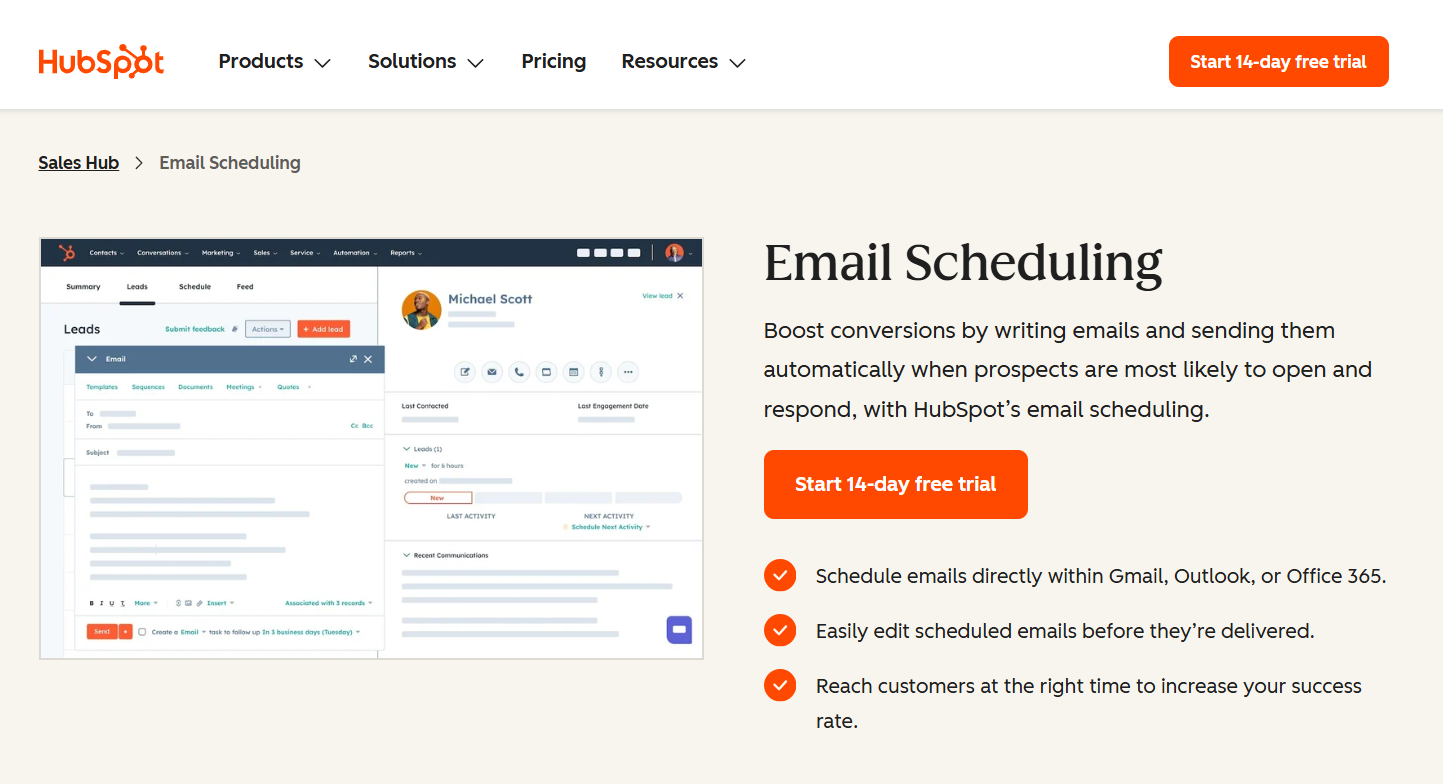 hubspot email scheduling software