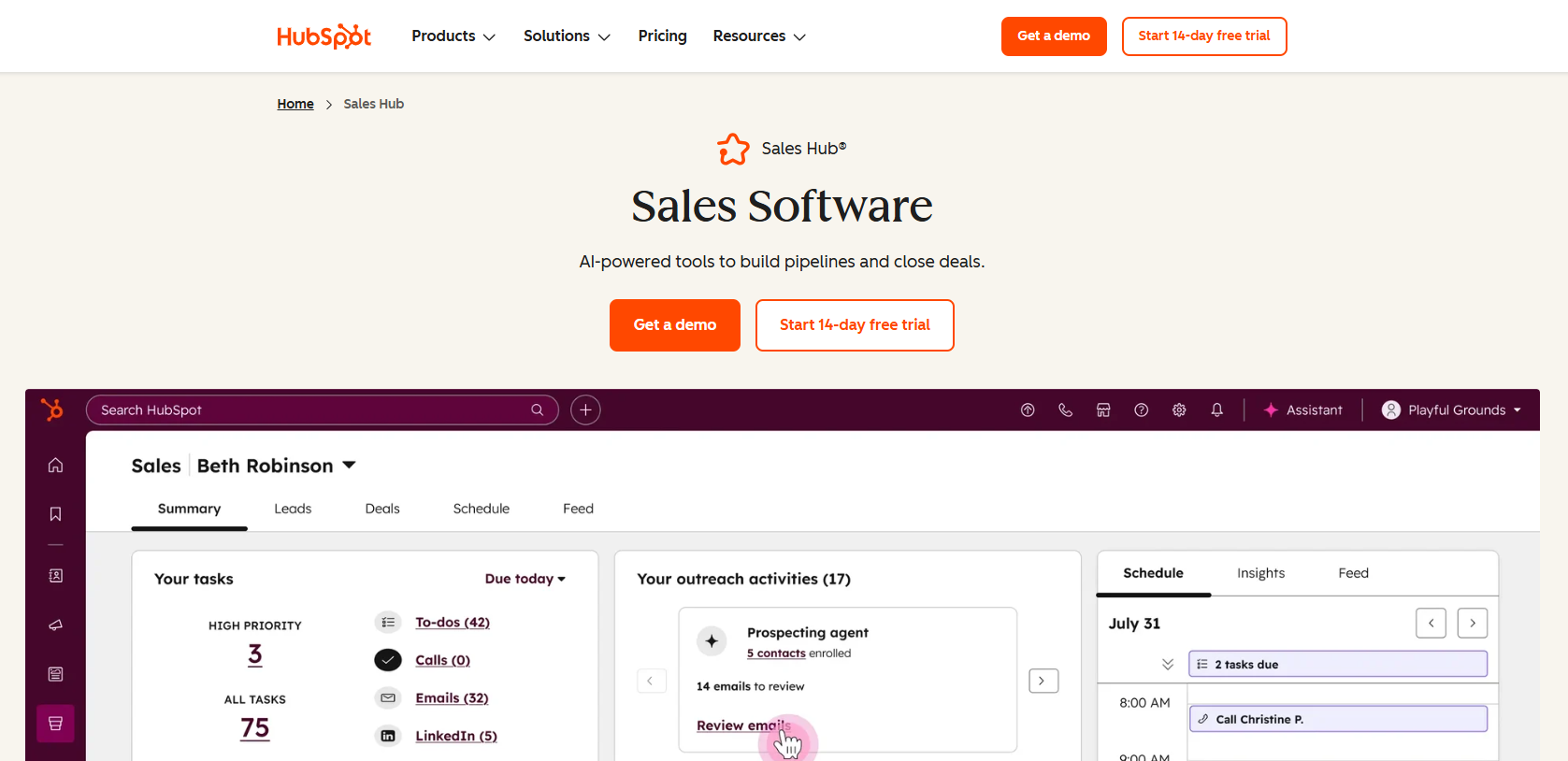 hubspot sales hub outbound tool