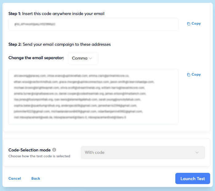 instantly inbox placement launch test