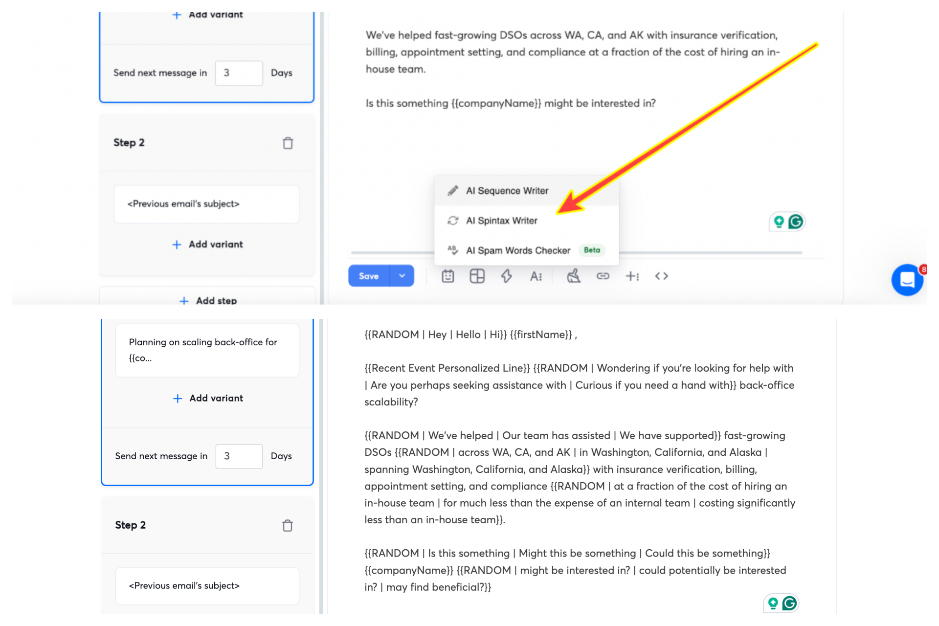 instantly ai spintax writer