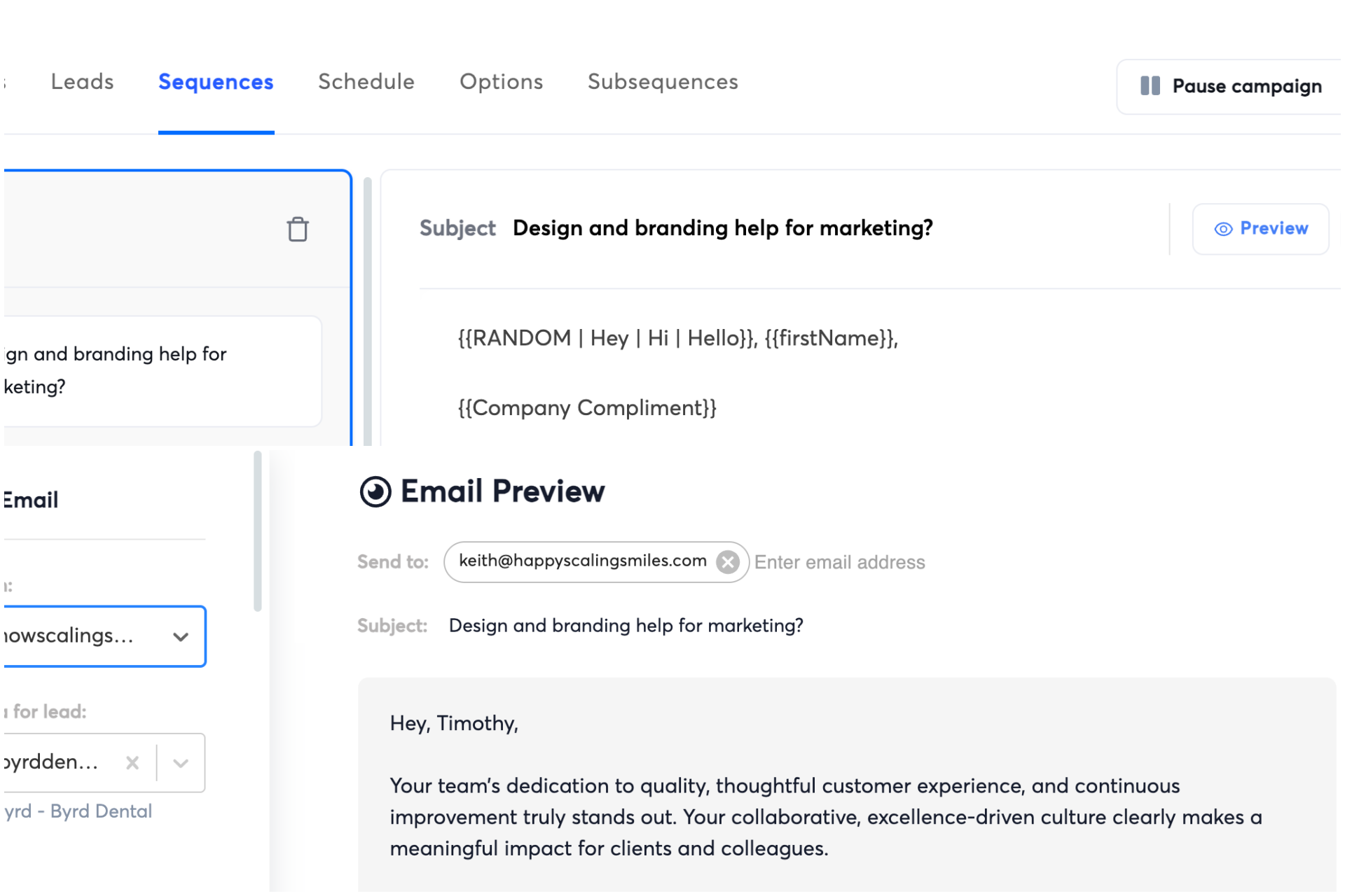 instantly sequences custom variables