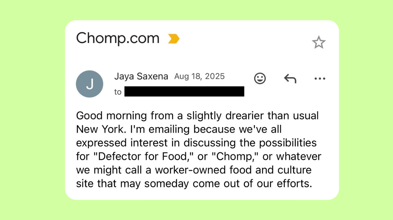 An snippet of an email with the header "Chomp.com."