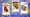 Three polaroids of food on a blue floral background