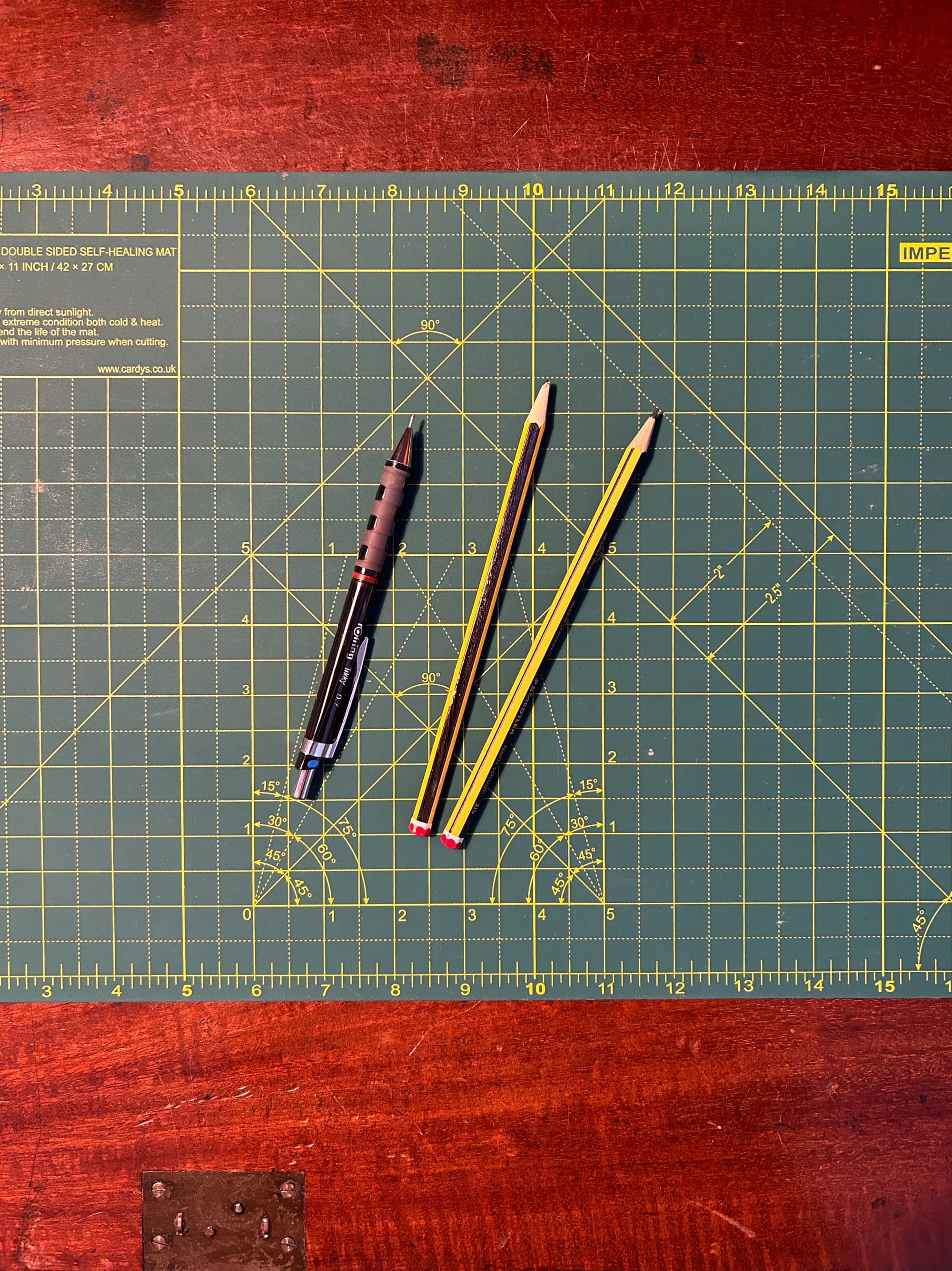 A photo of some pencils on a desk
