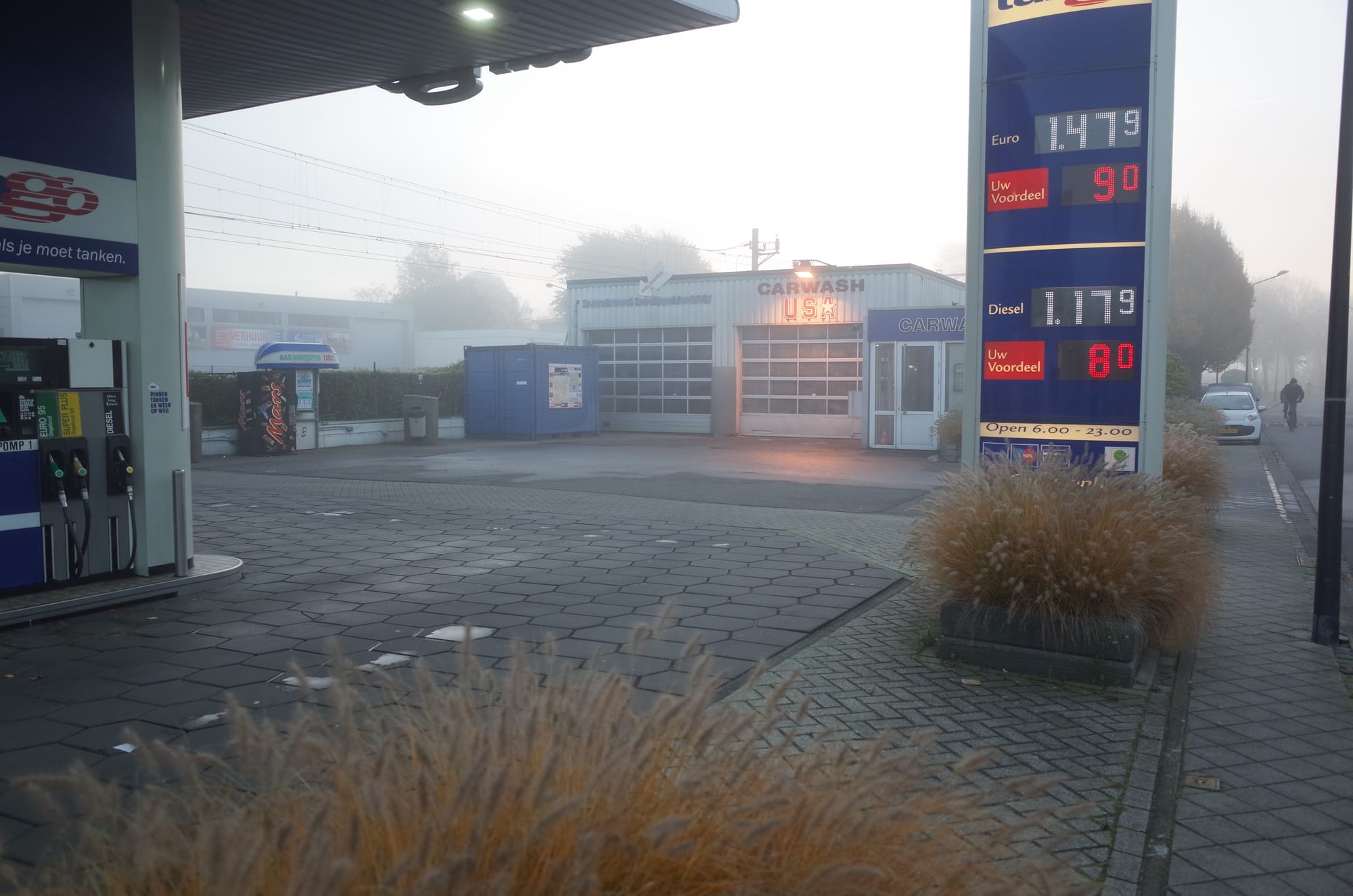 A photo of a petrol station in Maastricht, Netherlands