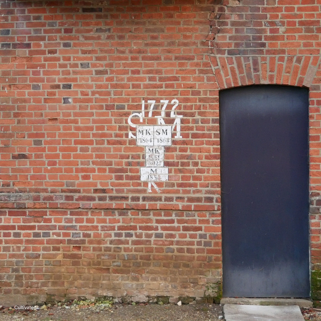 A wall in Winchester with markings