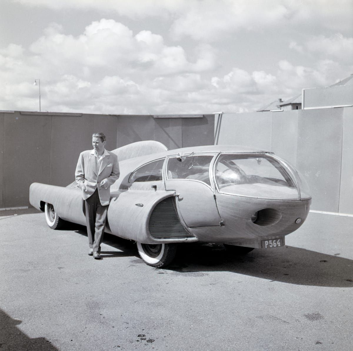 An old photo of a car of the future