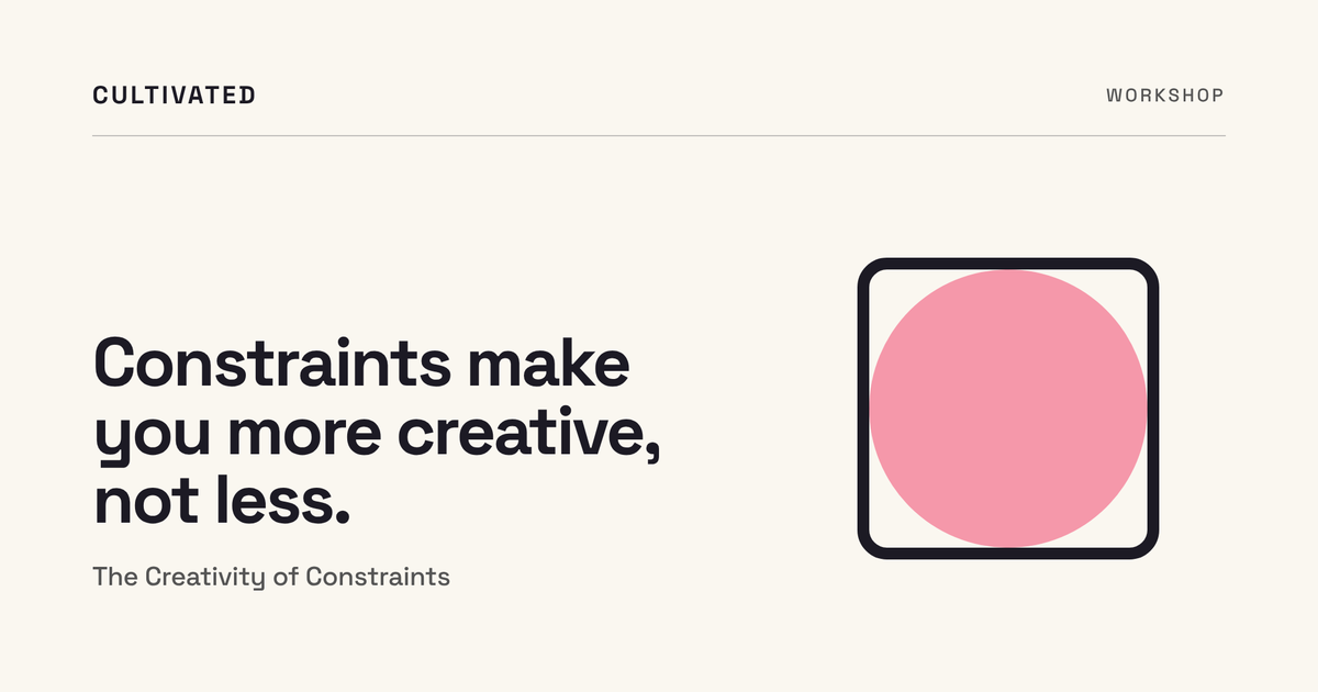 The Creativity of Constraints, a Cultivated workshop: a pink disc filling the square frame it's been given.