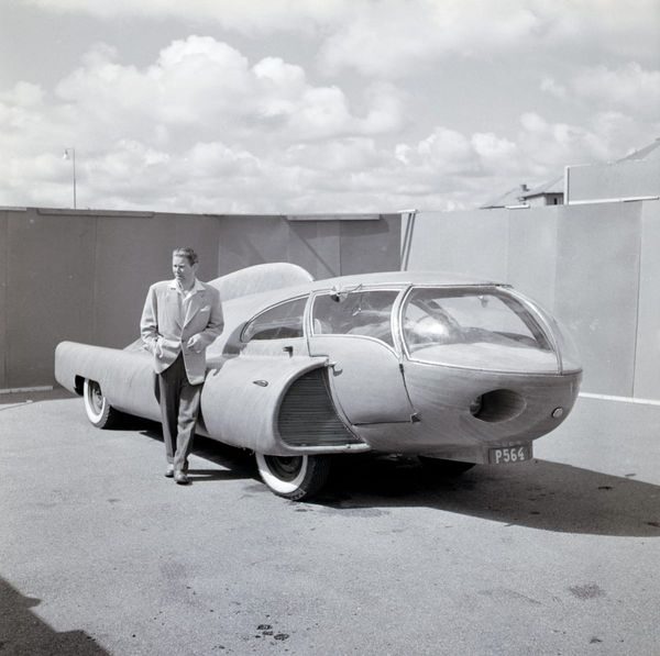 An old photo of a car of the future