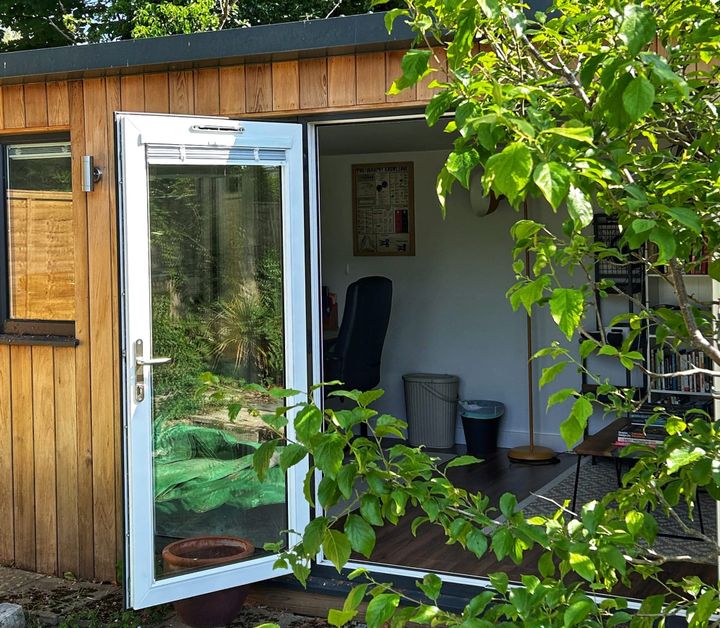 A photo of a garden studio