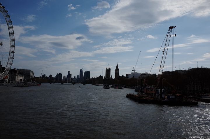 A photo of the London skyline over the River Thames