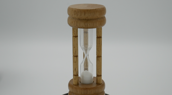 A photo of a small sand timer