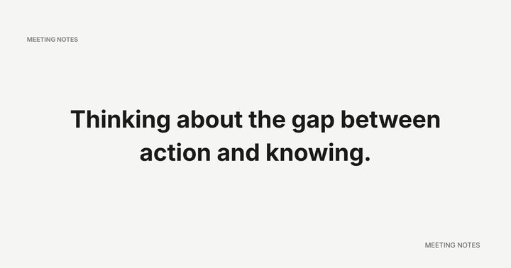 Thinking about the gap between action and knowing - Meeting Notes