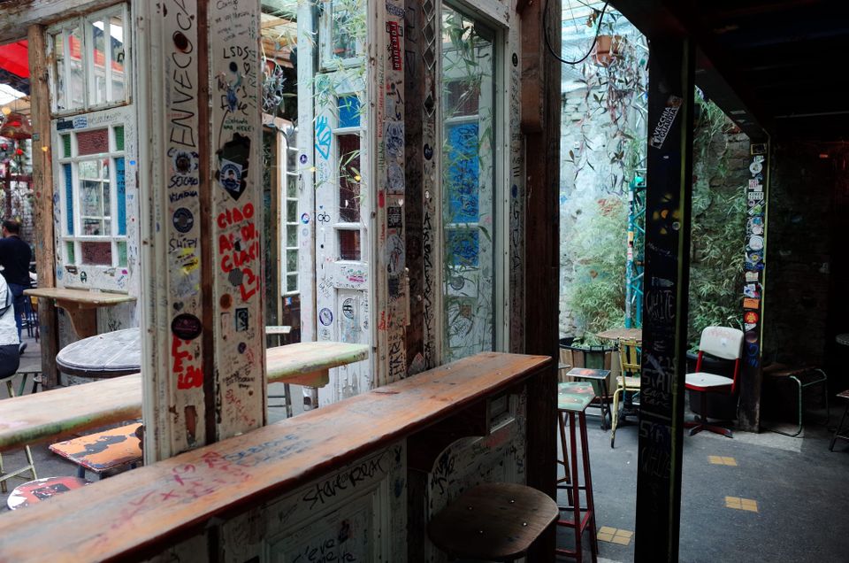 A ruin bar in Budapest, Hungary