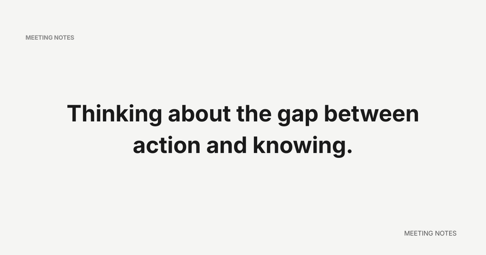 Thinking about the gap between action and knowing - Meeting Notes