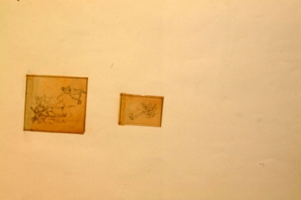 A photo of sketches and ideas on a wall