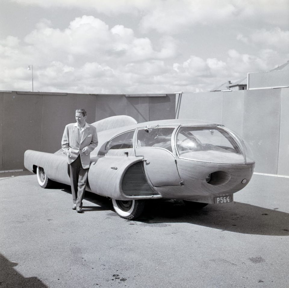 An old photo of a car of the future