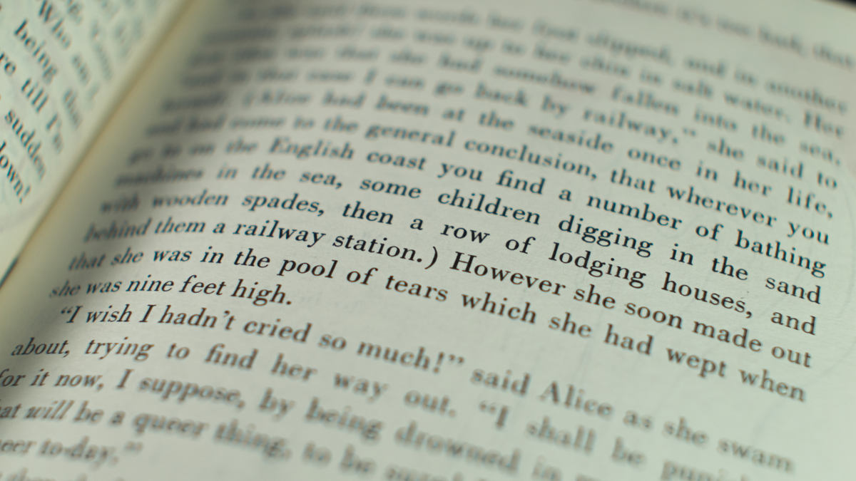 A page of text from "Alice in Wonderland"
