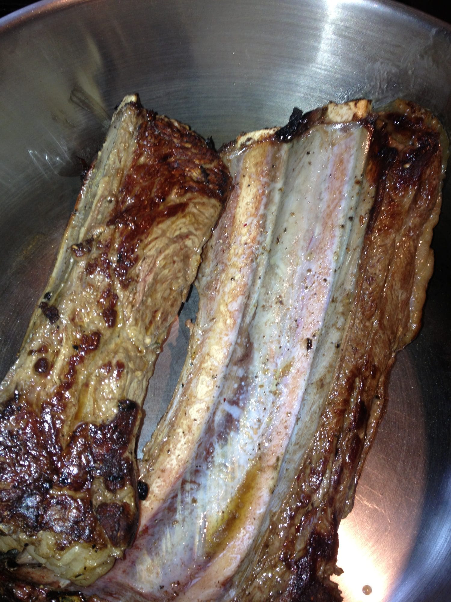 Moose ribs fresh out of the pressure cooker.  Photo: Katie Writer