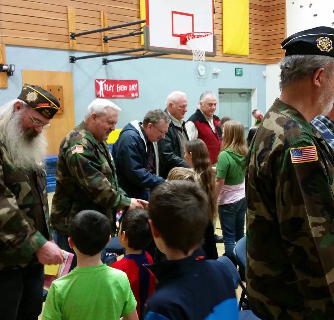 Talkeetna Elementary students thank veterans for their service at a special assembly.  Photo: AJ Sullivan