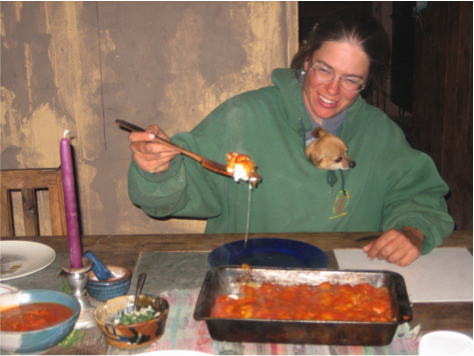 Maureen and manicotti