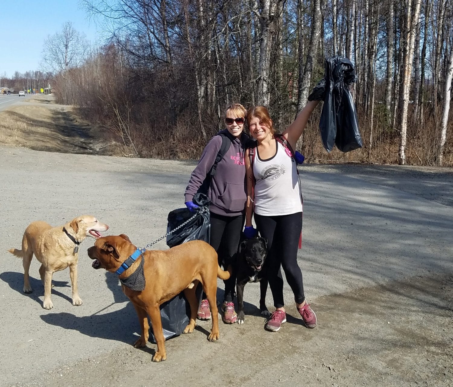 Cleanup organizer Charissa Hernandez and volunteer Shandi Wolfer-McEwen during the spur road cleanup on Saturday.  Photo courtesy of Charissa Hernandez.