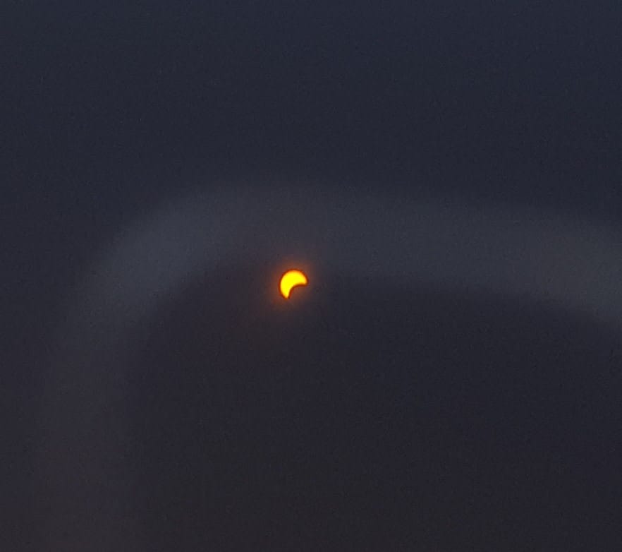 Partial eclipse as viewed from Talkeetna. Photo: Phillip Manning - KTNA