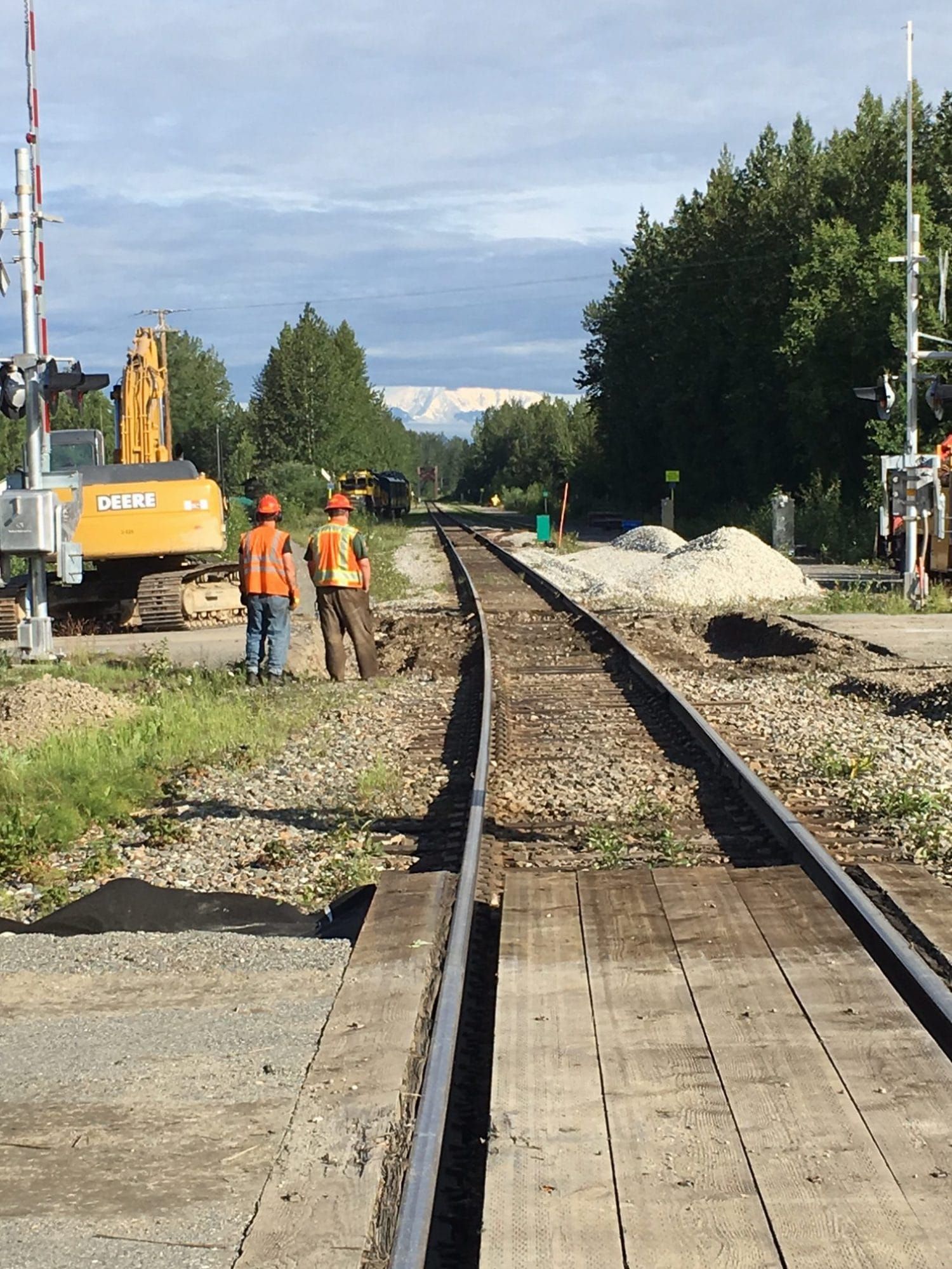 Alaska Railroad performing maintenance on 2nd St. crossing