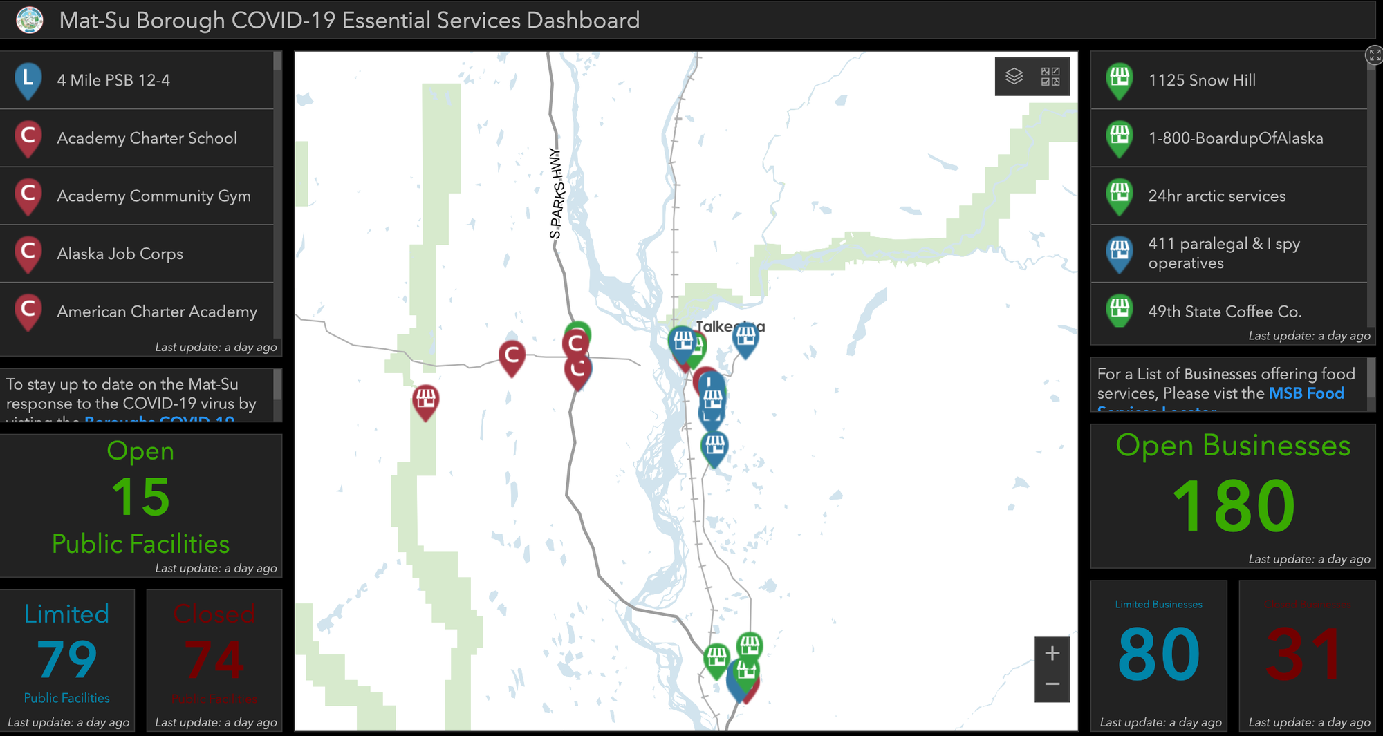 Mat-Su Borough launches online map to stay up-to-date on business and service closures