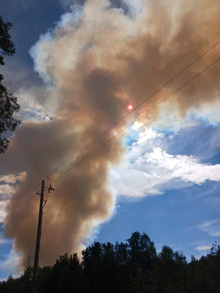 Smoke from the Montana Creek Fire near Mile 95 of the Parks Highway, June 29, 2024