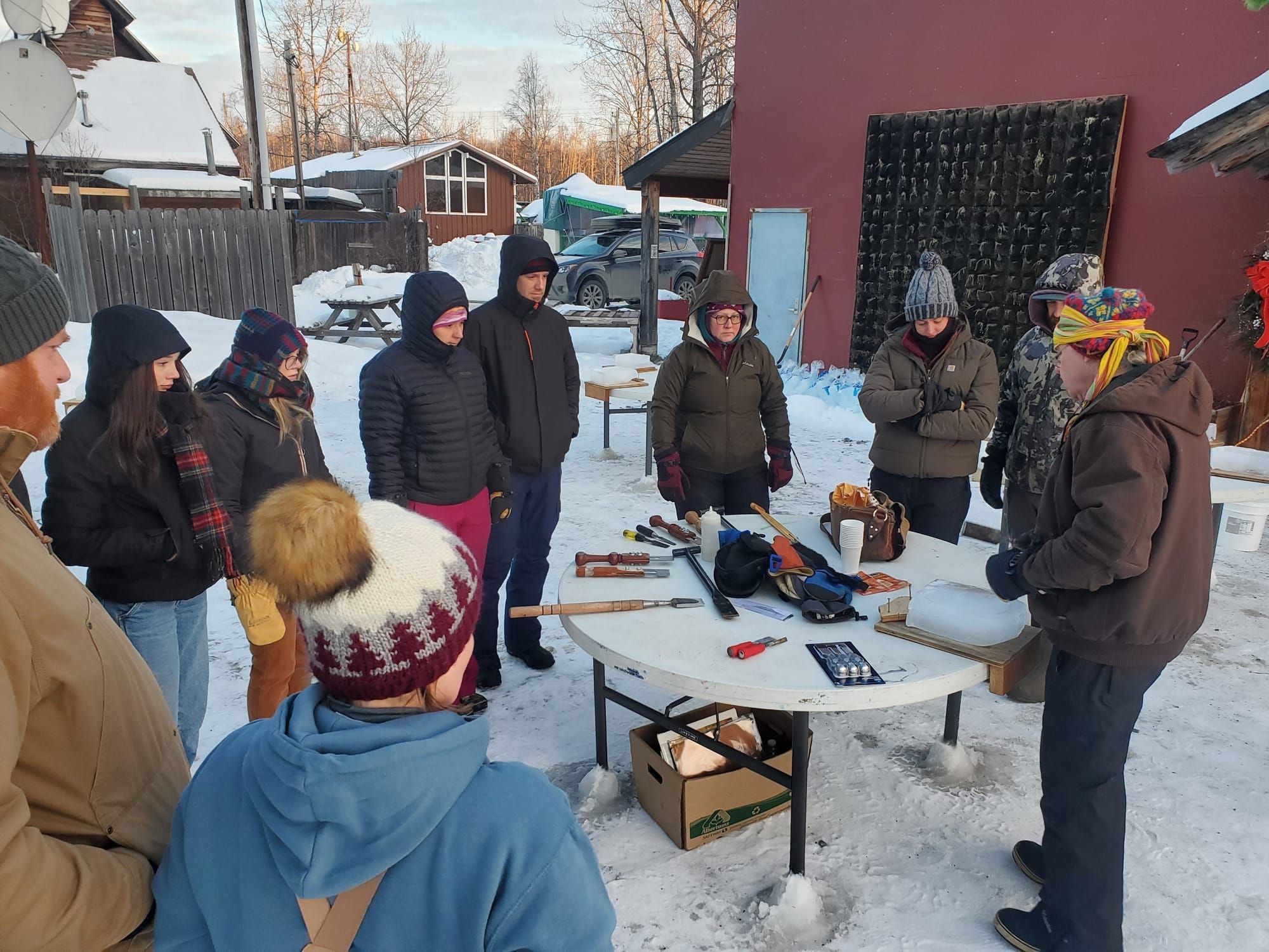 Ice carving class ice festival