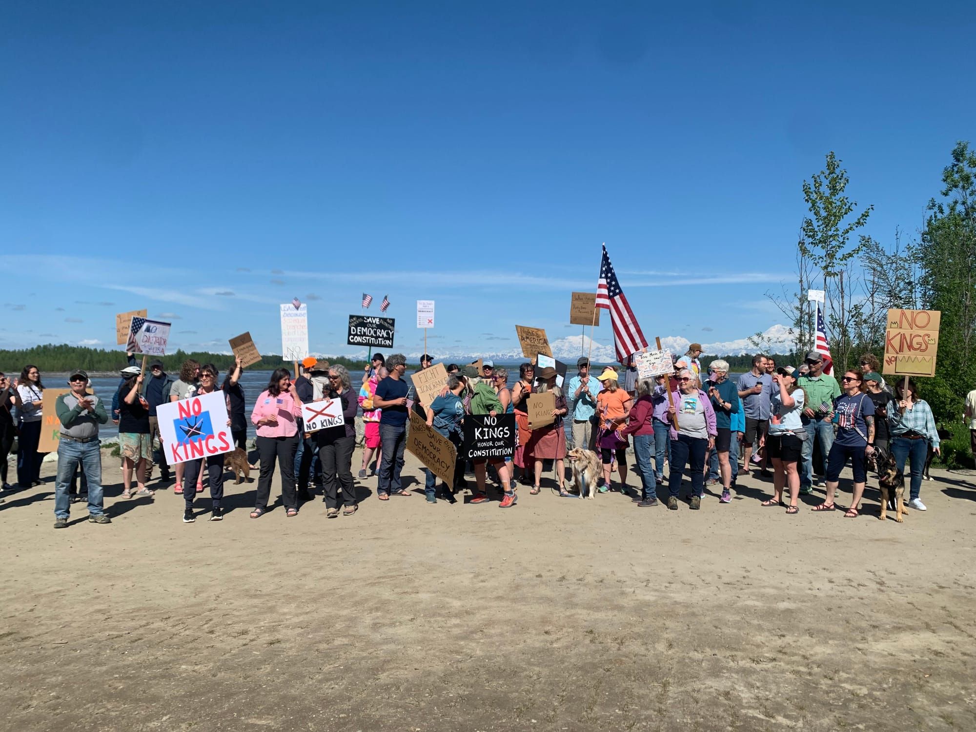 Over 80 protestors in Talkeetna join nationwide "No Kings" protests